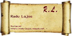 Radu Lajos névjegykártya